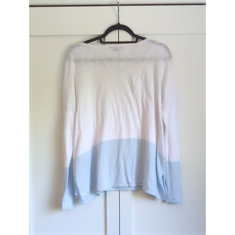 Vince White Blue Colorblock Lightweight Knit Sweater Women's Small Cotton